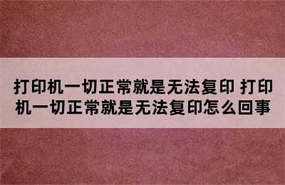 打印机一切正常就是无法复印 打印机一切正常就是无法复印怎么回事